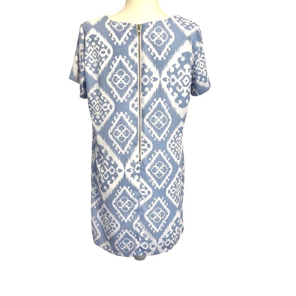 LULUS Give Me A Print Lined Mini Shift Dress Light Blue - Picture 6 of 7